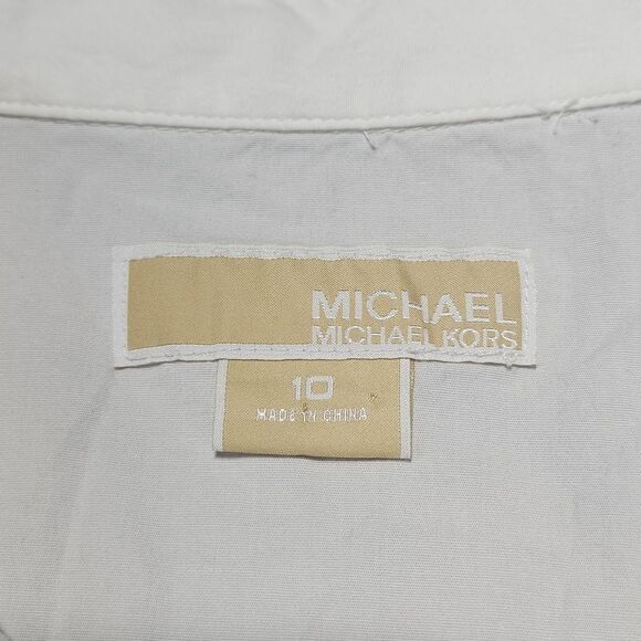 💜Michael Kors White Zippered Front Long Sleeve Top Size 10 - Picture 9 of 10